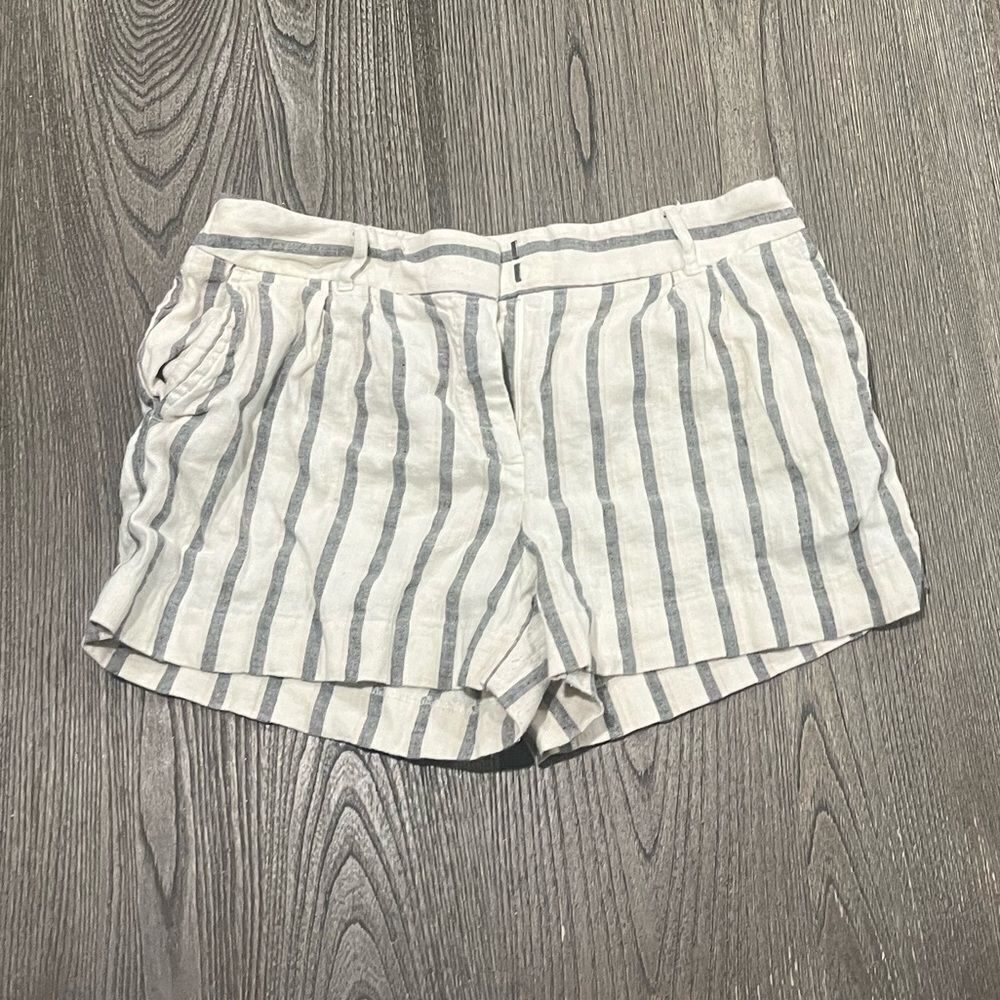 Loft Cream Gray Striped Woven Shorts Size 4